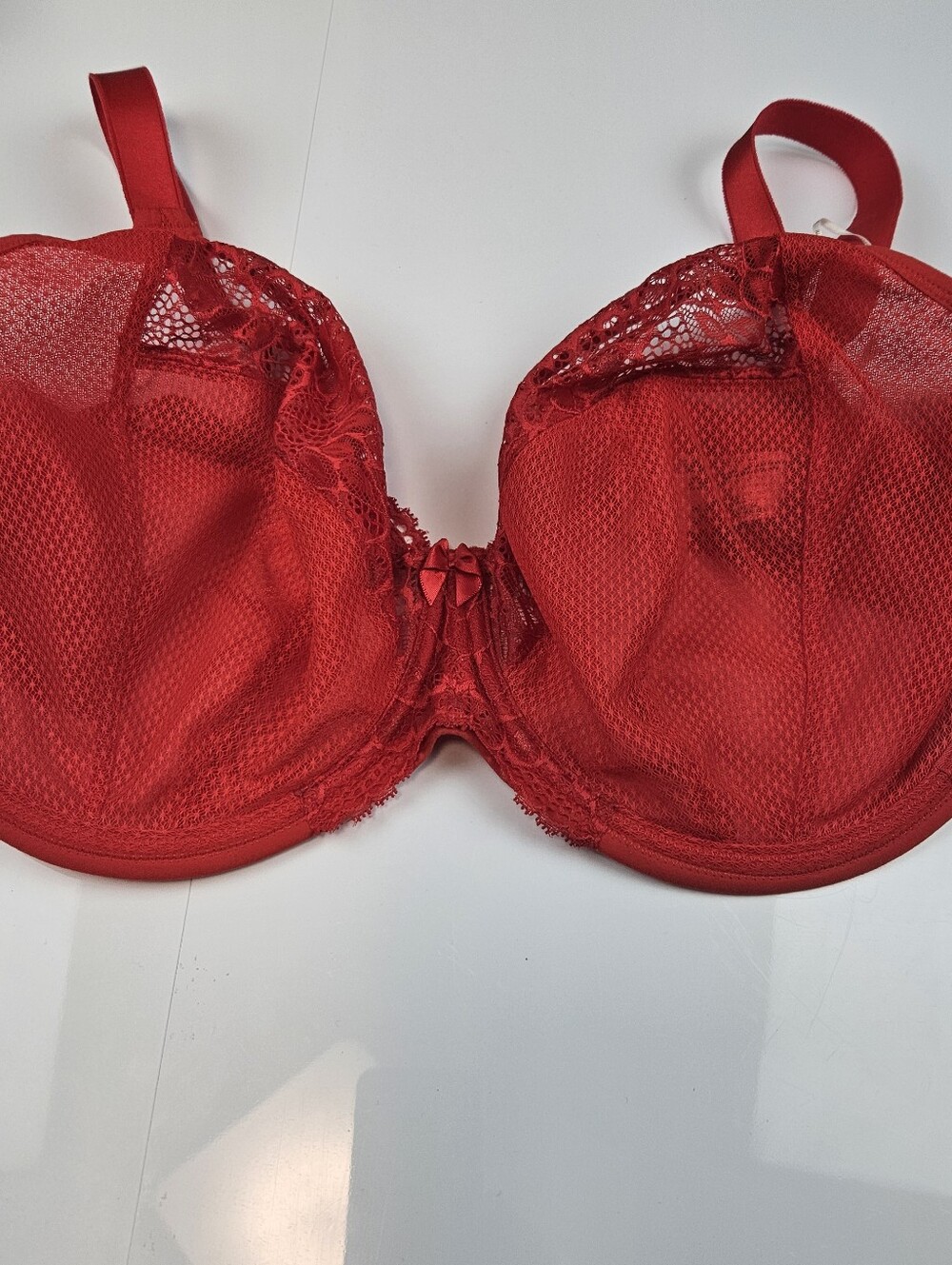 Elomi Tiernie Red Lace-Trim J Hook Underwire Full Coverage Bra Size 36M 36J 80J